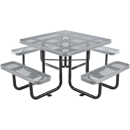 Global Industrial Square Picnic Table, Gray, Expanded Metal, 46 in 277151GY